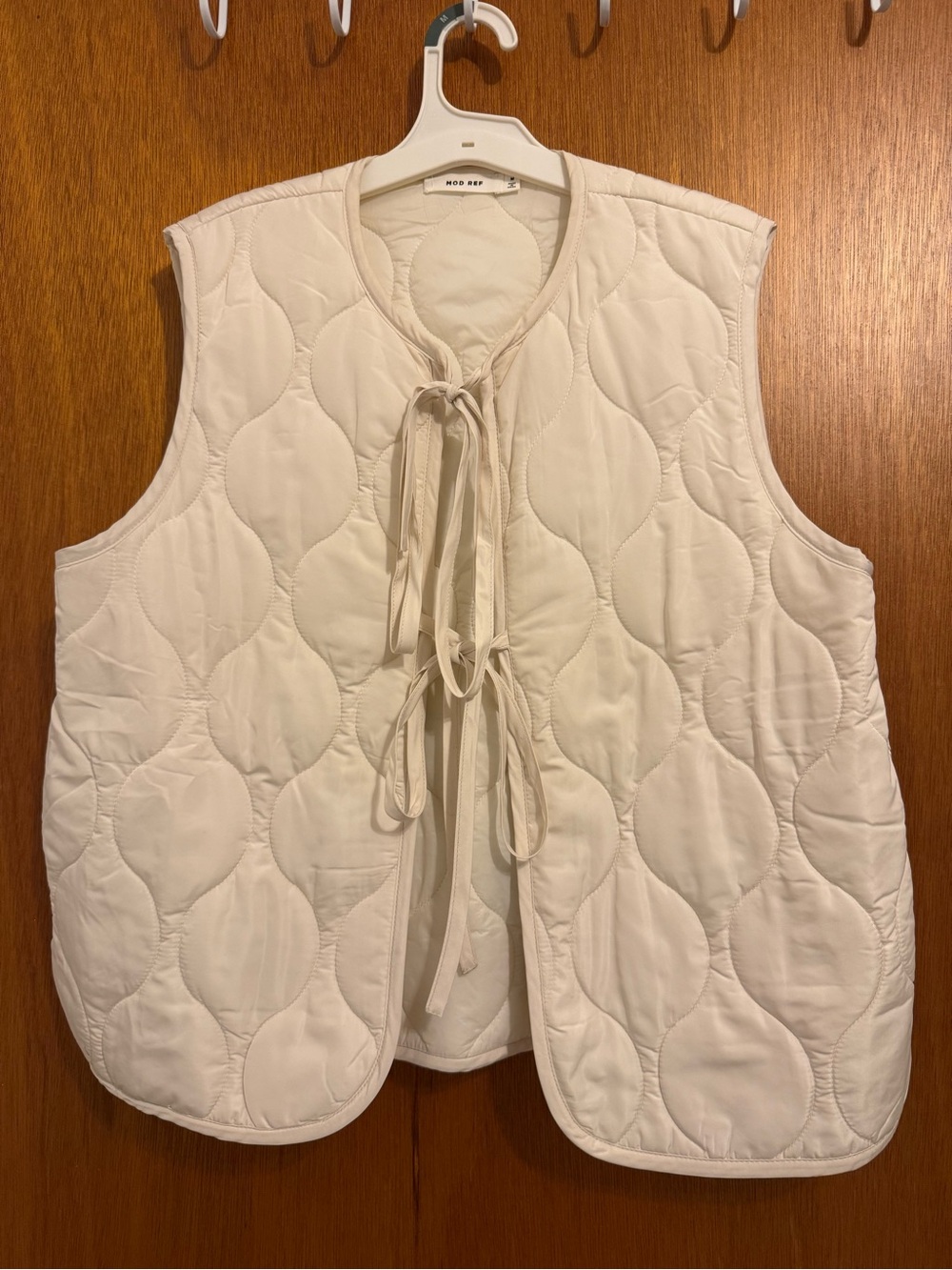 Mod Ref Cream Quilted Tie-Front Vest